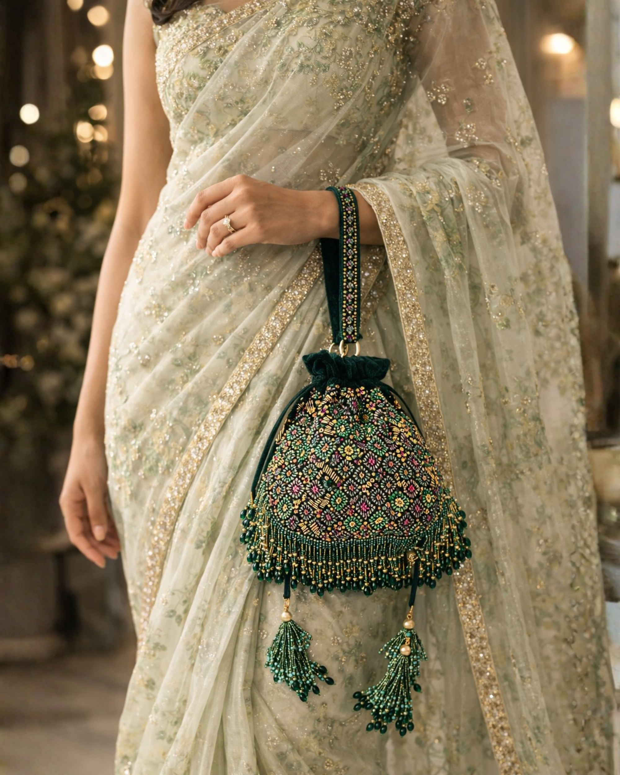 The Noor Potli – Hand Embroidered Velvet Bag | House of Shine