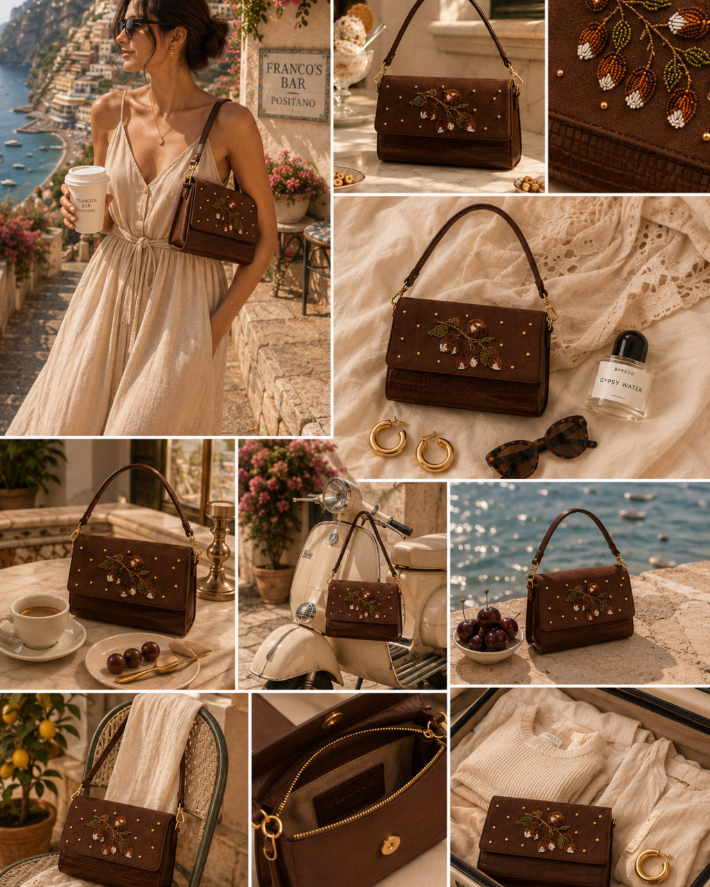 Crafted by Indian artisans — The Nocciola Gelato Edit campaign, Positano-inspired styling collage